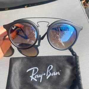 Ray-Ban sunglasses, round black reflective